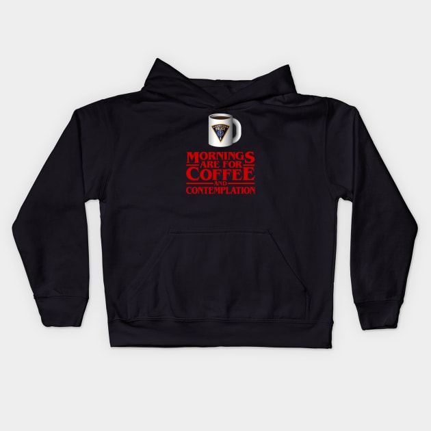 Stranger Things Coffee Mug Kids Hoodie by designedbygeeks